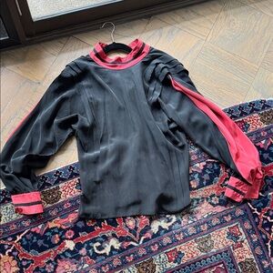 Elegant silk Black and Red Women's Blouse